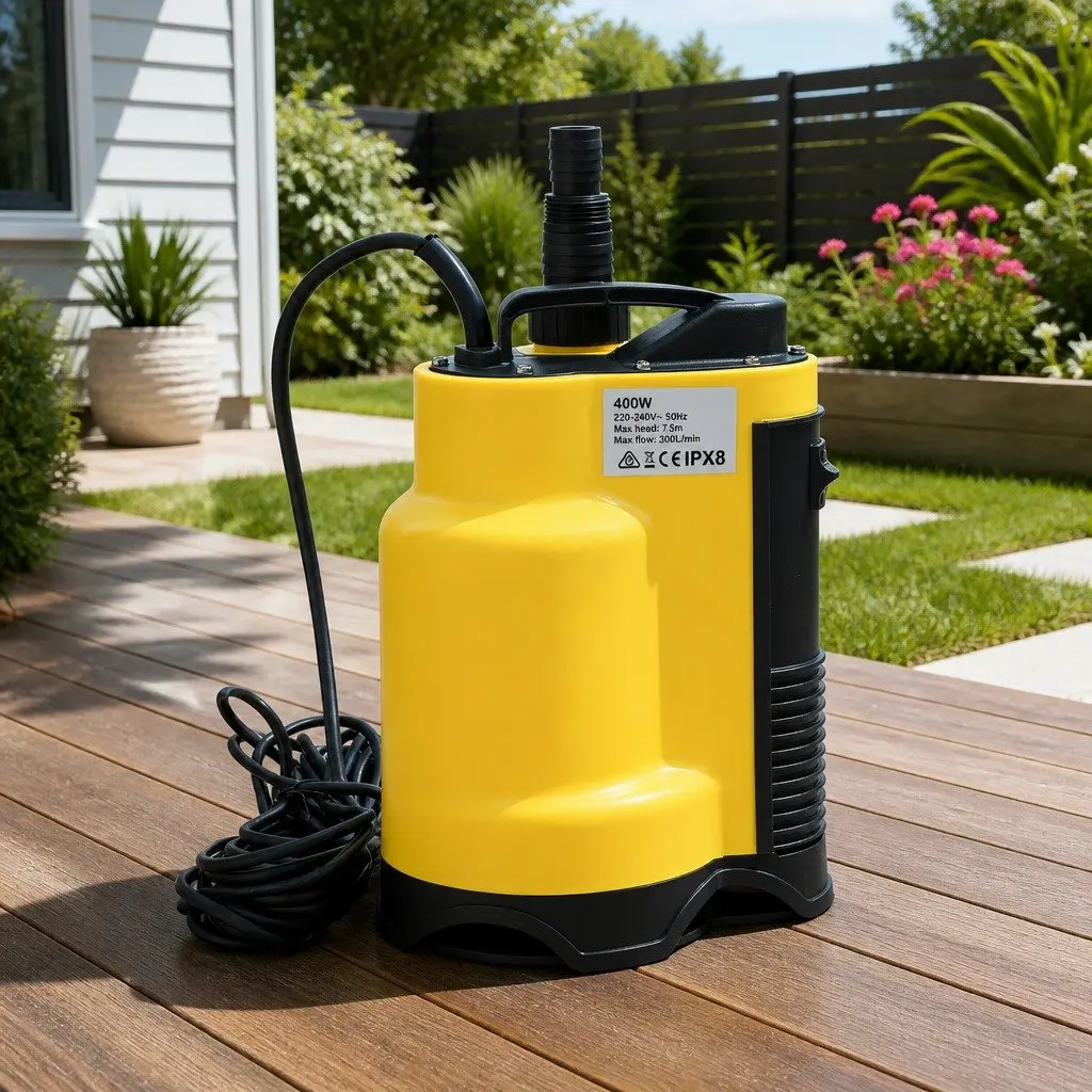 Submersible Pump Yellow 400W Portable Dirty Water Well Drainage Automatic Start-Stop 10m Cable