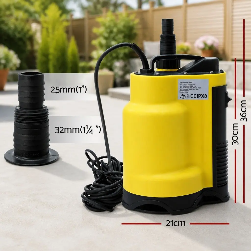 Submersible Pump Yellow 400W Portable Dirty Water Well Drainage Automatic Start-Stop 10m Cable
