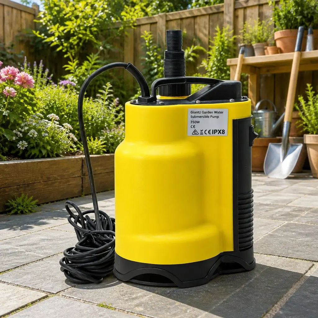 Submersible Water Pump Yellow 750W Portable Automatic Operation Suitable for Dirty and Clean Water
