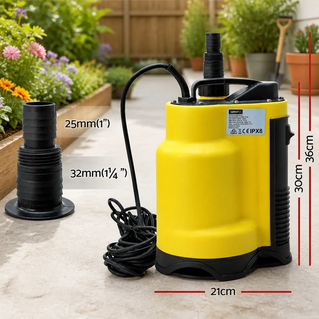 Submersible Water Pump Yellow 750W Portable Automatic Operation Suitable for Dirty and Clean Water