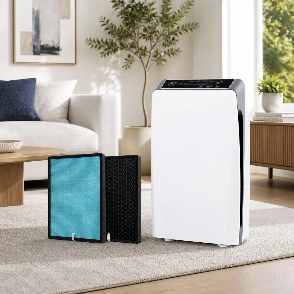 Air Purifier 4 Stage HEPA Filter Cleaner Purification Remote Control White