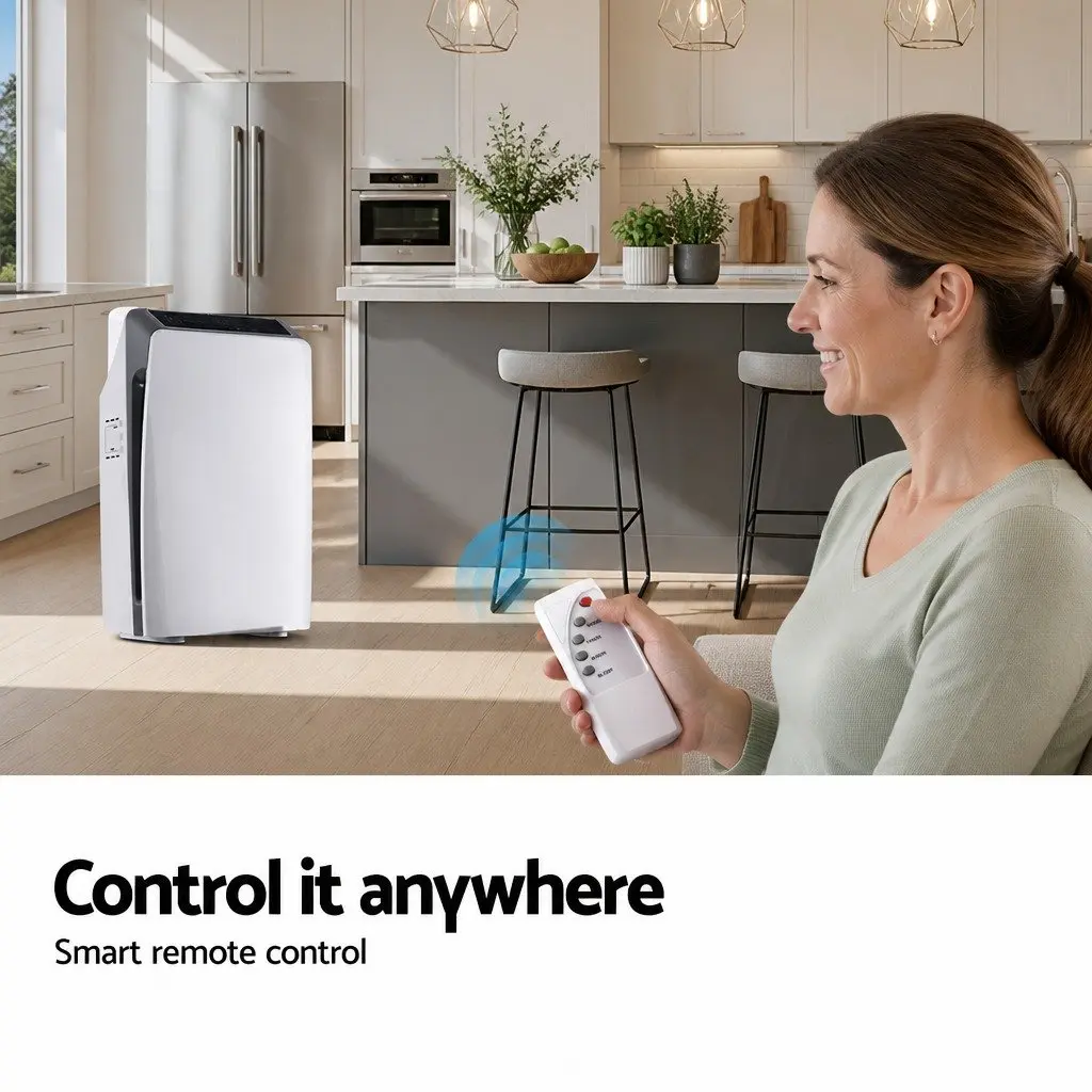 Air Purifier White 4 Stage HEPA Filter Ioniser Remote Control Timer