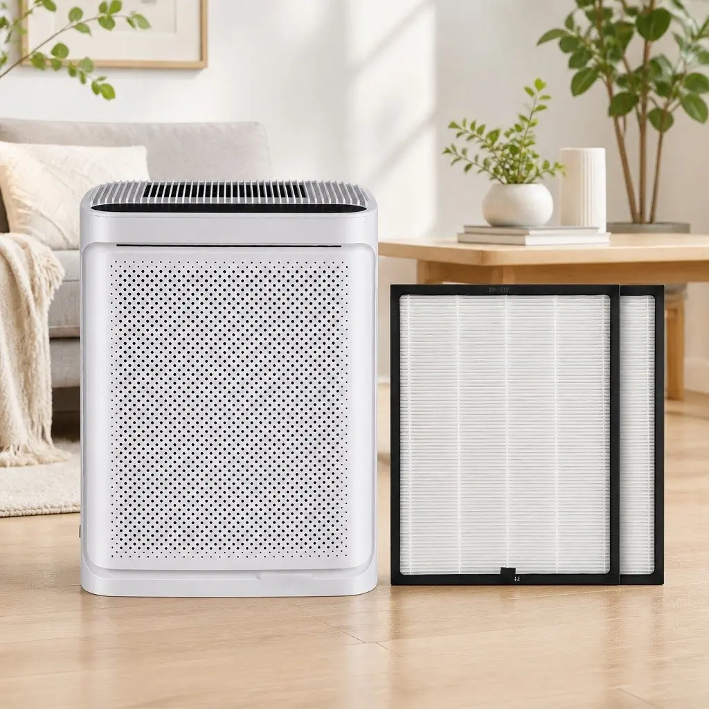 Air Purifier White 2 Piece H12 HEPA Filter PM2.5 Display 200m³h CADR Auto Mode Sleep Mode