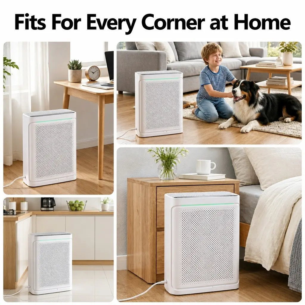 Air Purifier White 2 Piece H12 HEPA Filter PM2.5 Display 200m³h CADR Auto Mode Sleep Mode