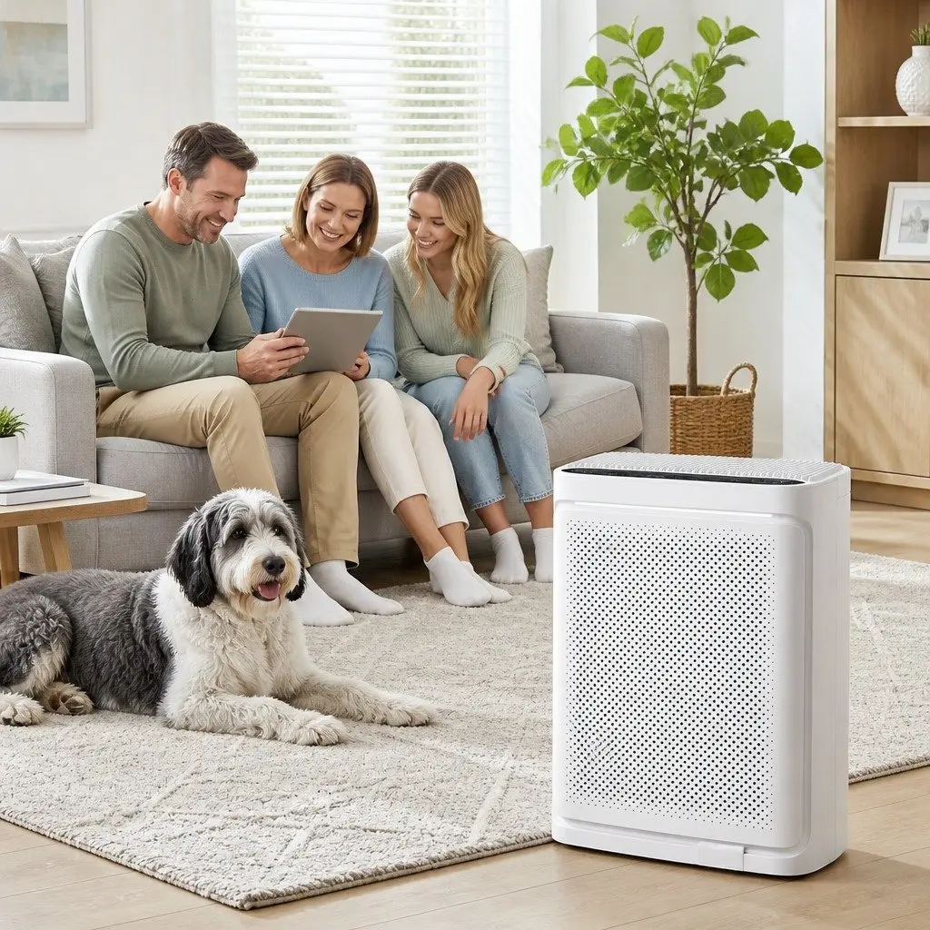 Air Purifier White 2 Piece H12 HEPA Filter PM2.5 Display 200m³h CADR Auto Mode Sleep Mode