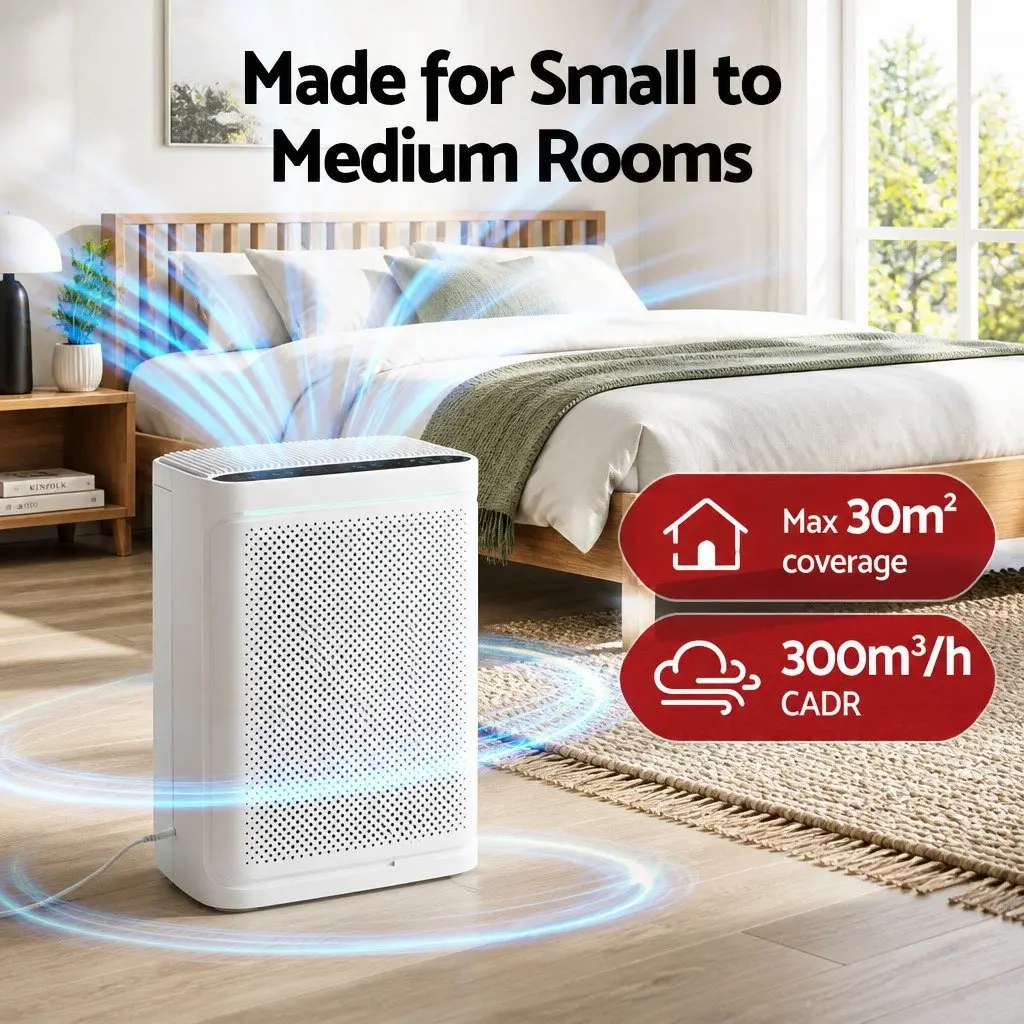 Air Purifier White HEPA Filter Digital PM2.5 Display 200m³/h
