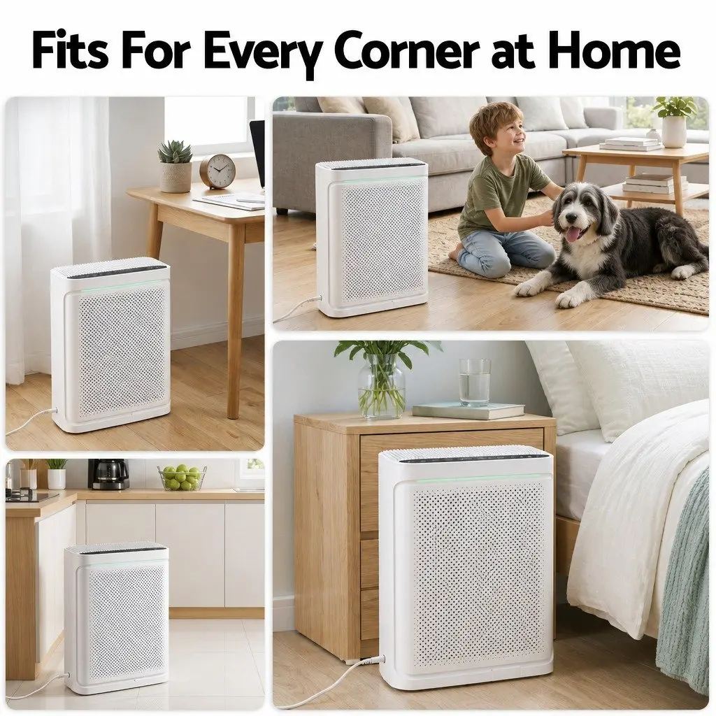 Air Purifier White HEPA Filter Digital PM2.5 Display 200m³/h