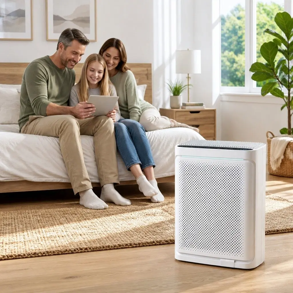 Air Purifier White HEPA Filter Digital PM2.5 Display 200m³/h