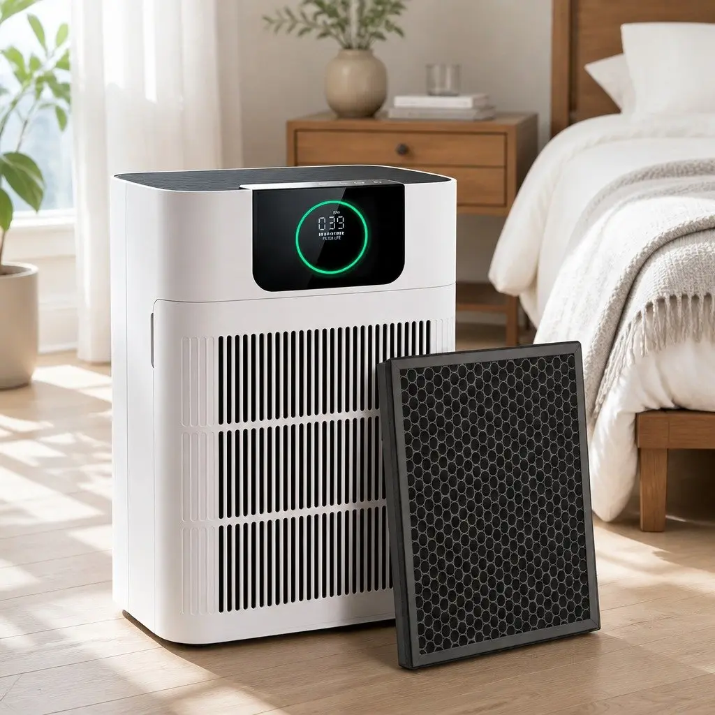 Air Purifier White H12 HEPA Filter Double Sided Intake PM2.5 Display
