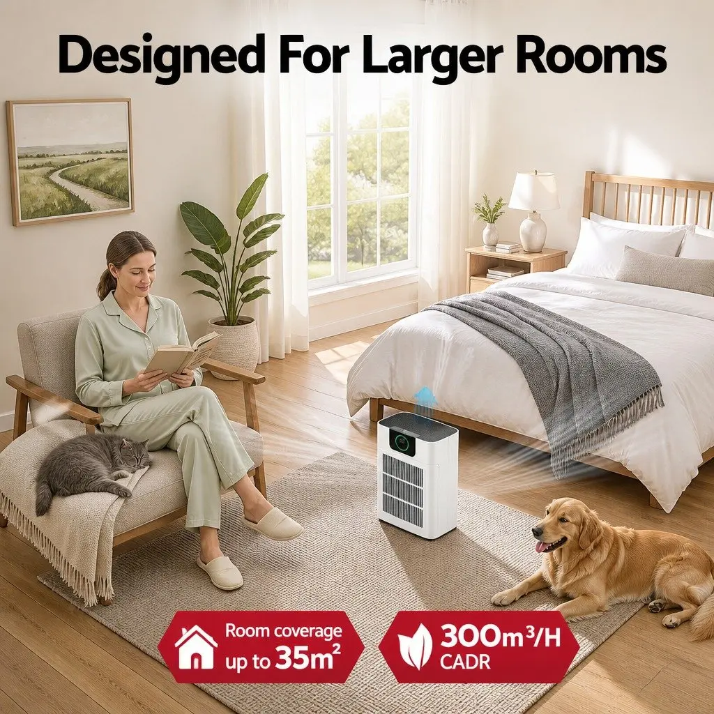 Air Purifier White H12 HEPA Filter Double Sided Intake PM2.5 Display