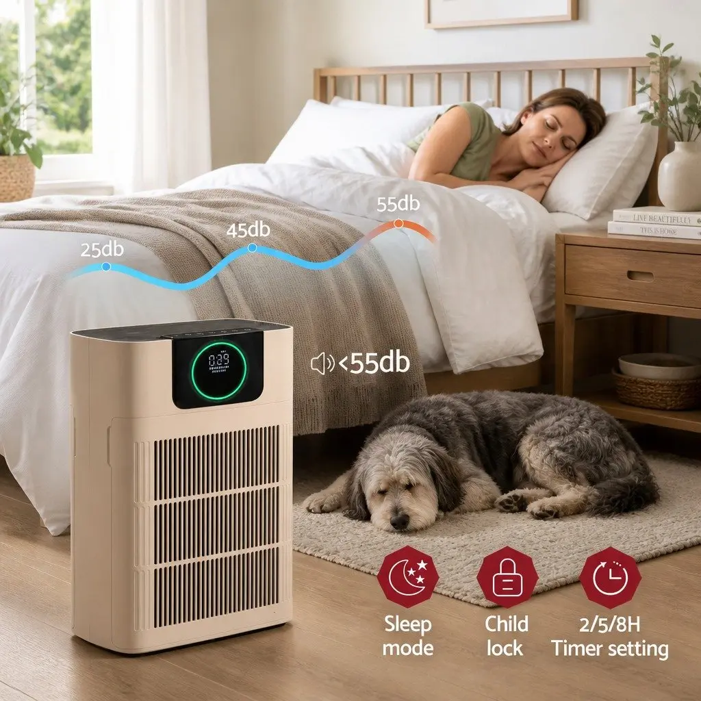 Air Purifier White H12 HEPA Filter Double Sided Intake PM2.5 Display