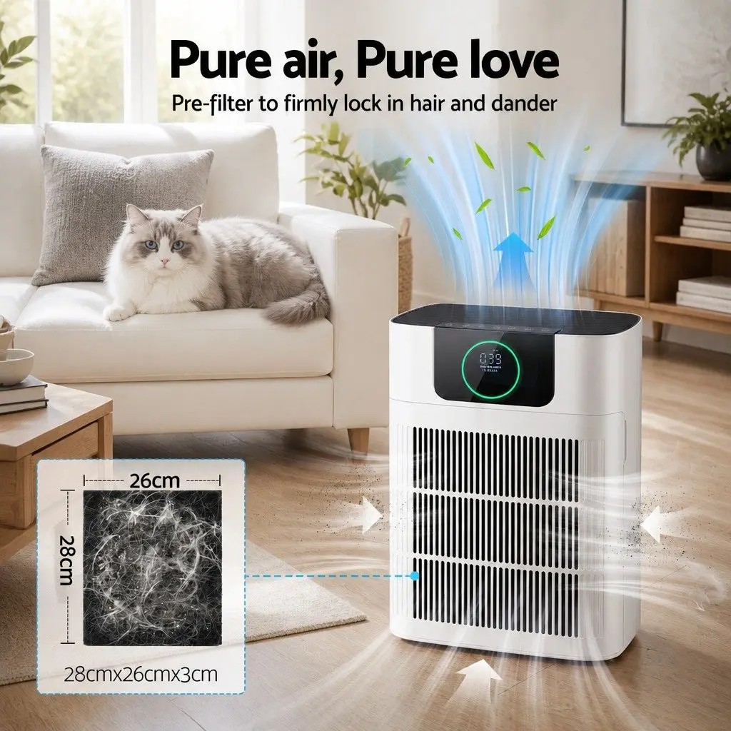 Air Purifier Filter Replacement Black H12 HEPA 2 Piece Dual Intake Pre-filter Activated Carbon