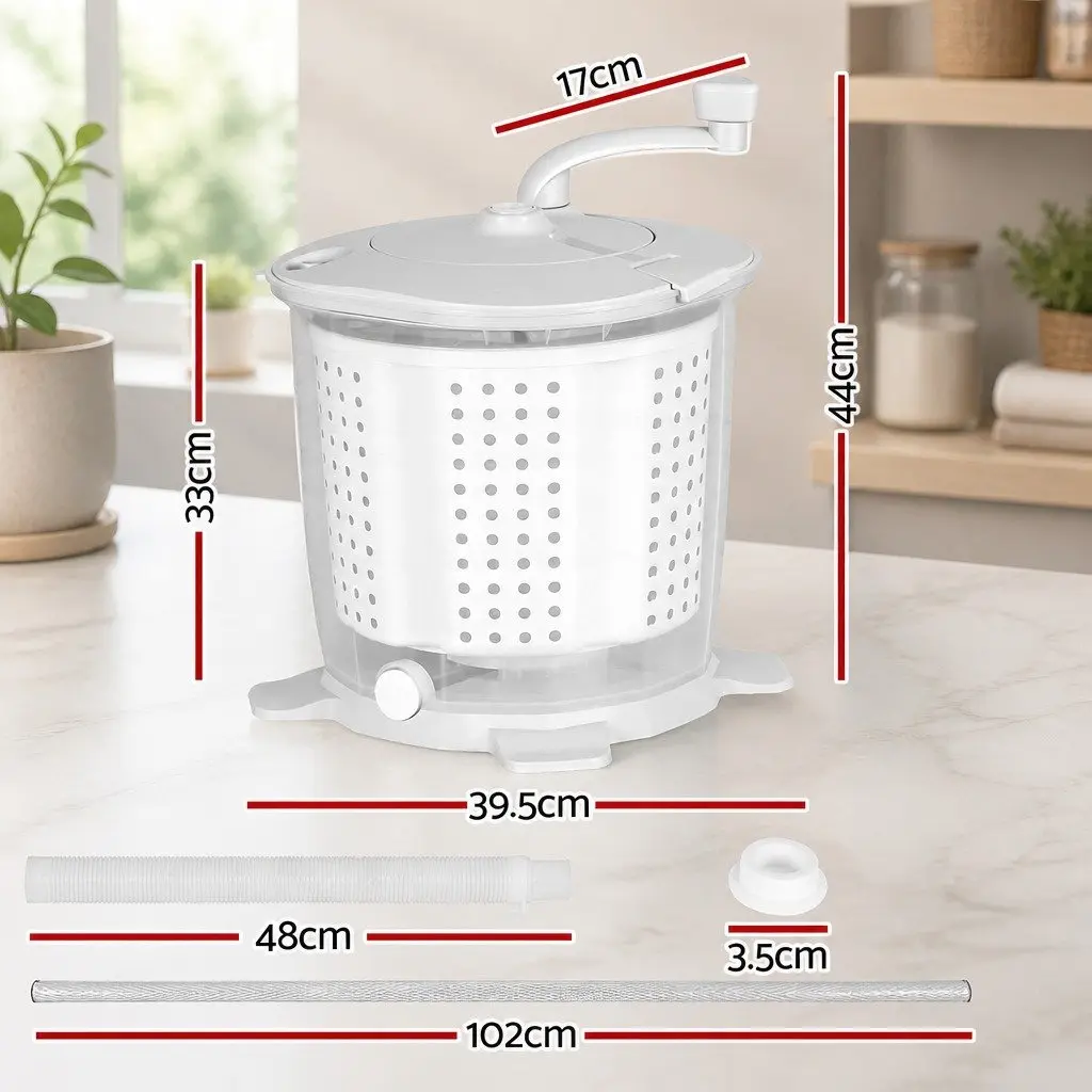 Portable Washing Machine White Compact 2.5kg Manual Dryer for Caravan Camping Apartment
