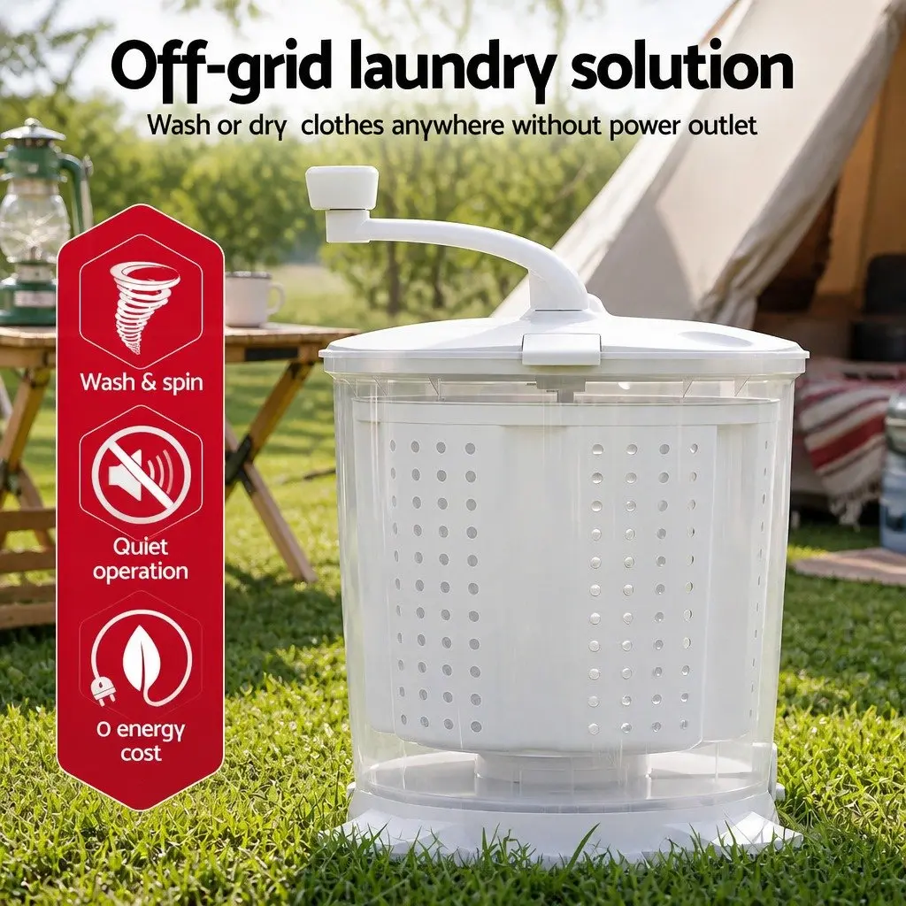 Portable Washing Machine White Compact 2.5kg Manual Dryer for Caravan Camping Apartment