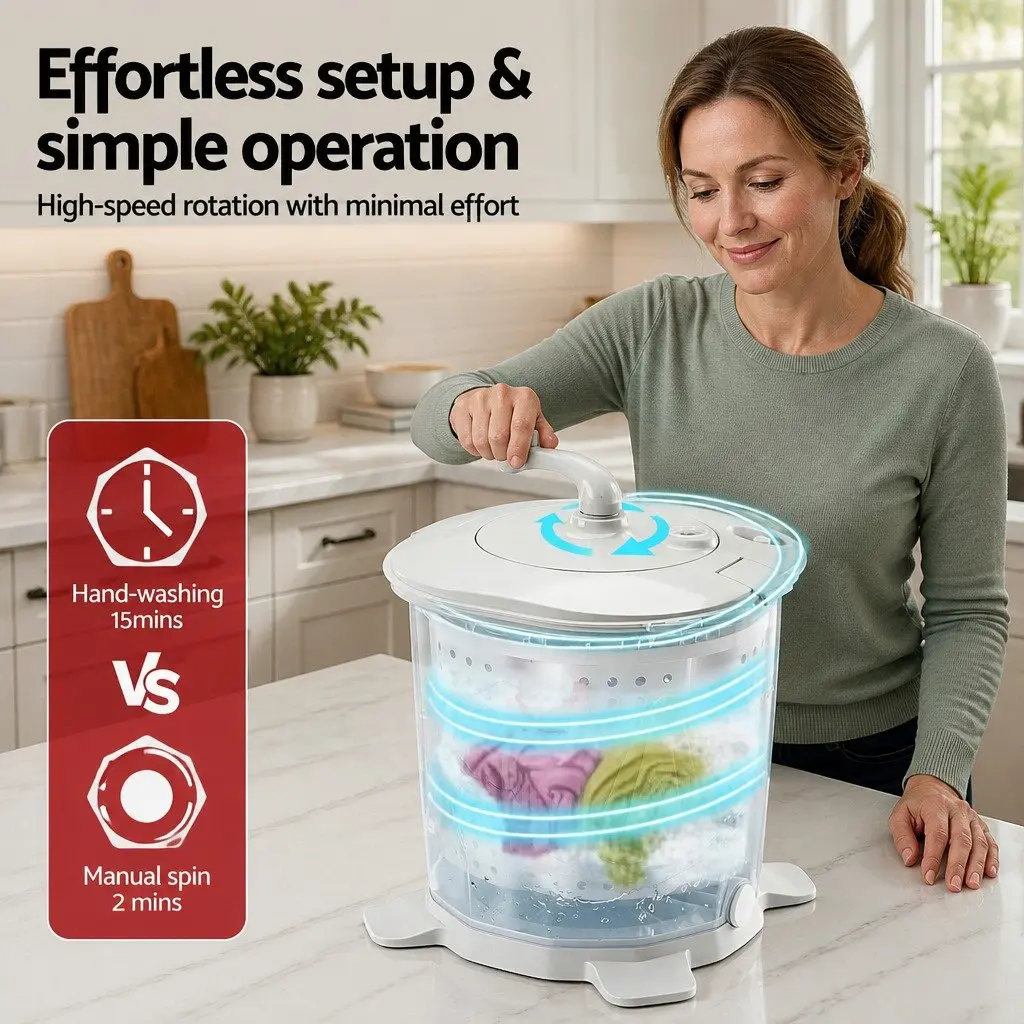 Portable Washing Machine White Compact 2.5kg Manual Dryer for Caravan Camping Apartment