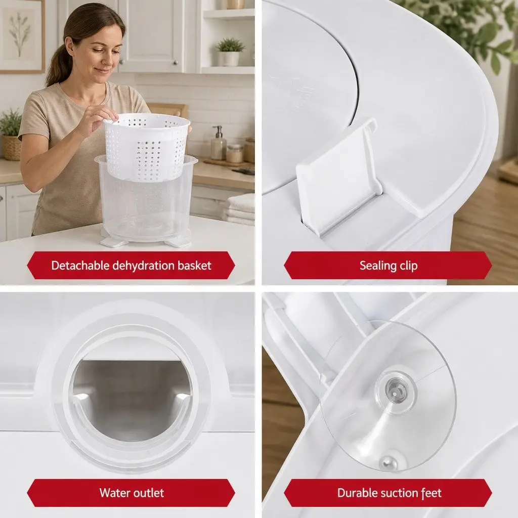 Portable Washing Machine White Compact 2.5kg Manual Dryer for Caravan Camping Apartment
