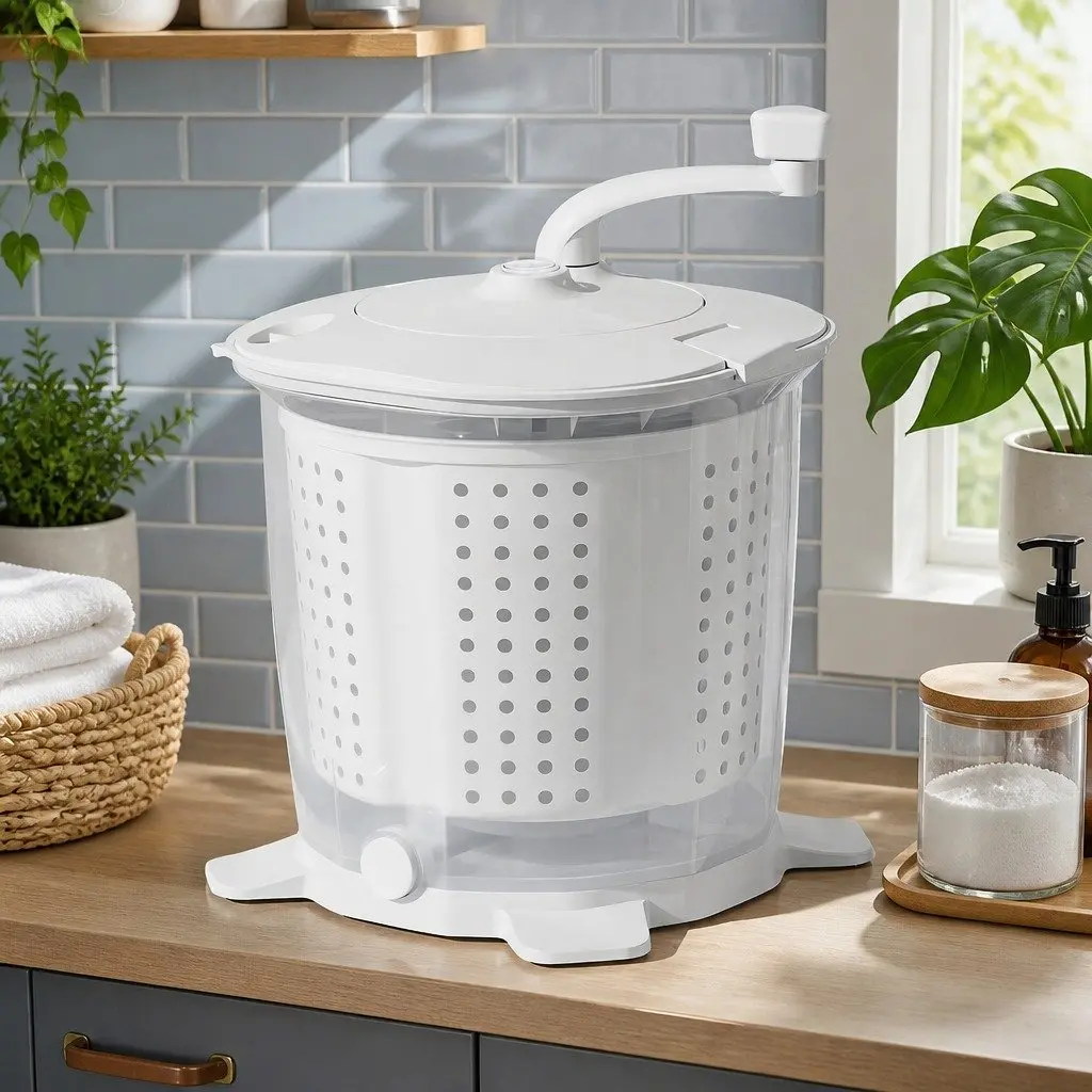 Portable Washing Machine White Compact 2.5kg Manual Dryer for Caravan Camping Apartment