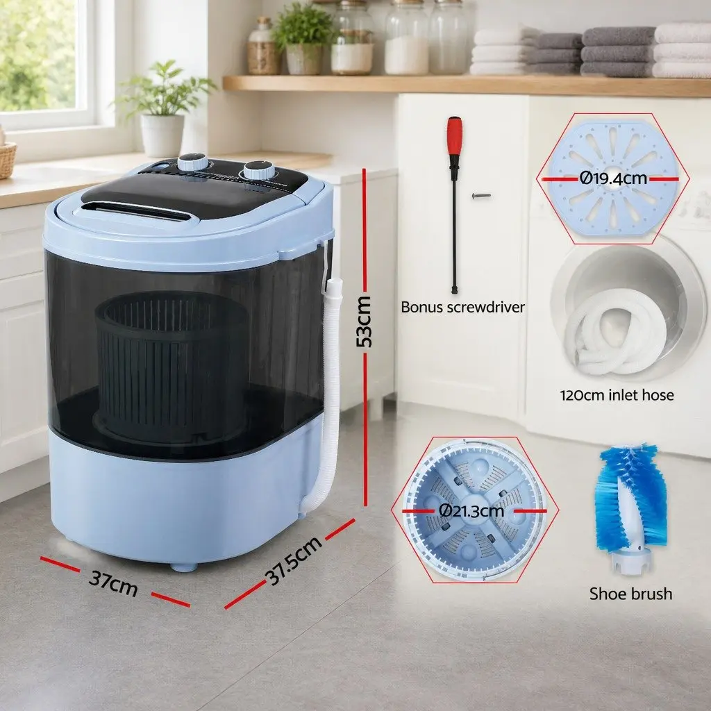 Portable Washing Machine 3KG Capacity Compact Lightweight Travel Camping Laundry