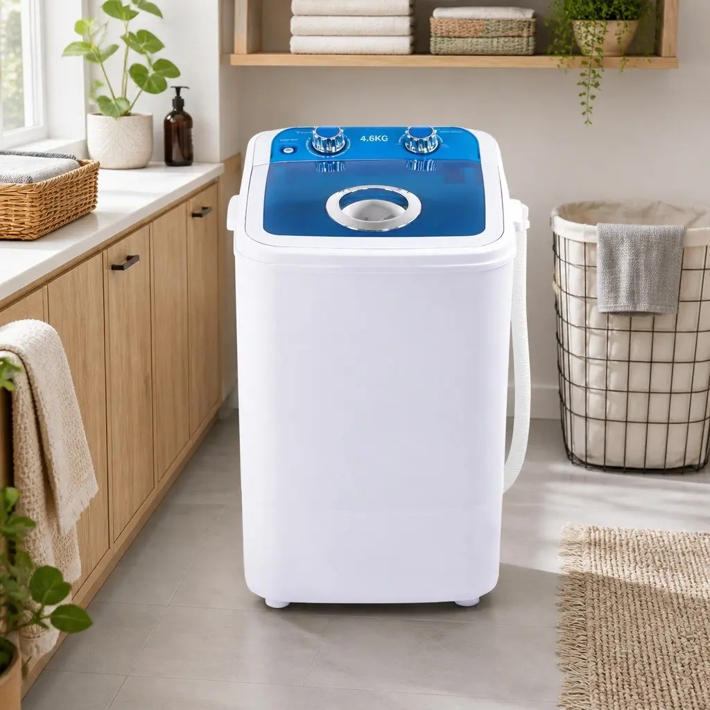 Portable Washing Machine Blue 4.6KG Mini Twin Tub 2-in-1 Wash and Spin Dry