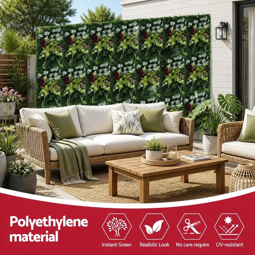 Artificial Wall Plants Green 40X60CM 3D Realistic Boxwood Look UV-Resistant All-Weather Durable Easy Installation