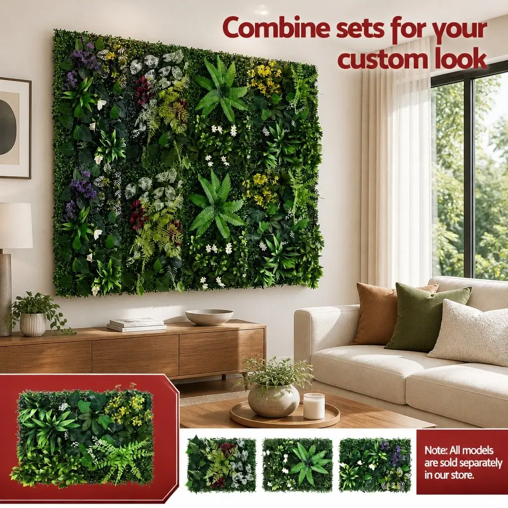 Artificial Wall Plant Green 40x60cm UV-Resistant 3D Look Indoor Outdoor Decor