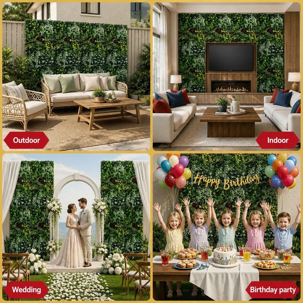 Artificial Wall Plant Green 50x100cm 3D Realistic Appearance Indoor Outdoor Decor