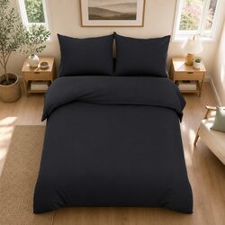 Super King Black Quilt Cover Set - Short and Sweet