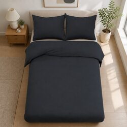 Quality Queen Quilt Cover Set - 3 Piece, Black