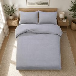 Super King Quilt Cover Set in Grey - 3-Piece Microfibre