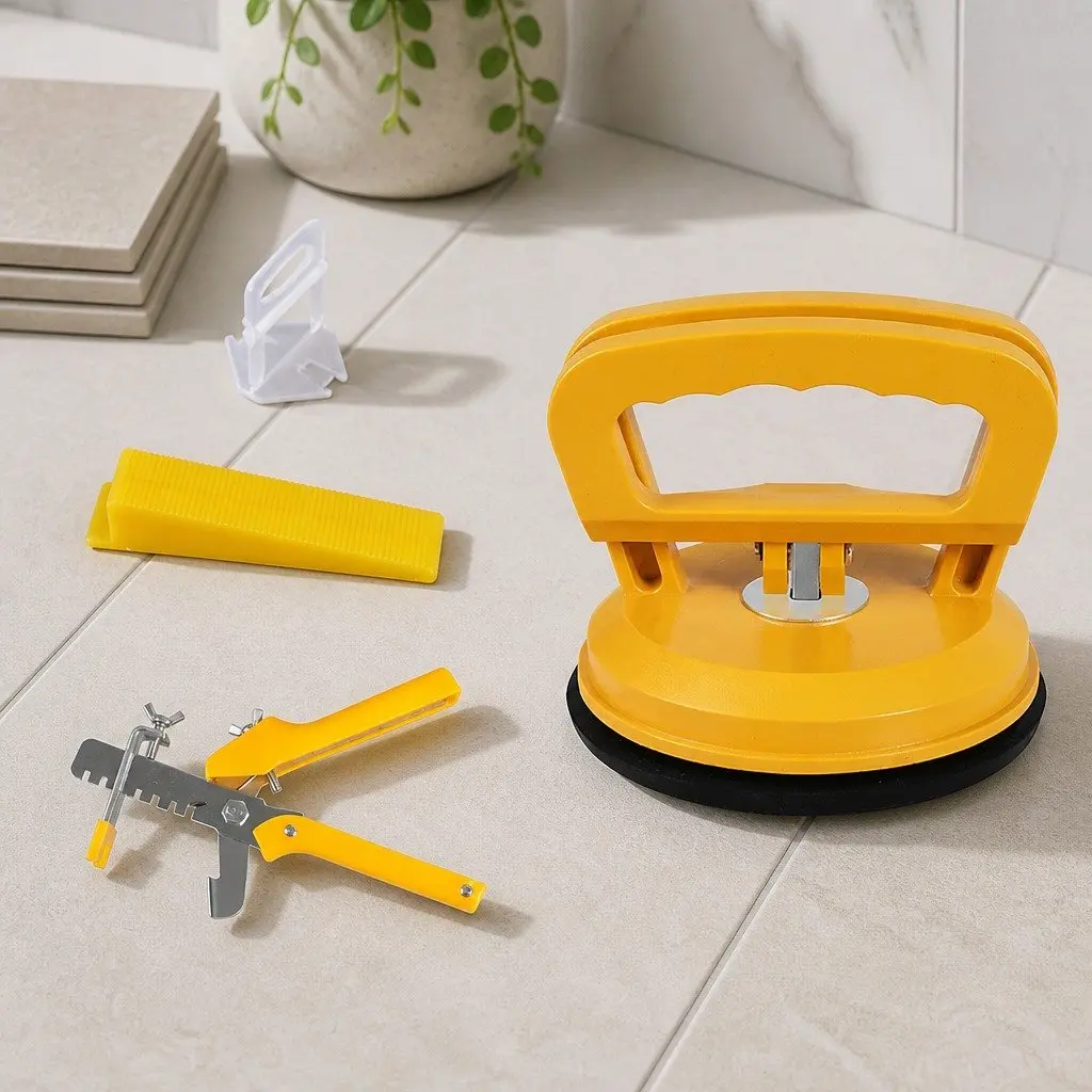 Tile Leveling System Kit White Yellow 400 Clips 200 Wedges Plier Suction Cups Installation