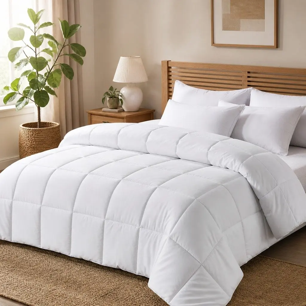 Microfiber Quilt Doona Duvet King Single Baffle Box Design Siliconized Fibrefill