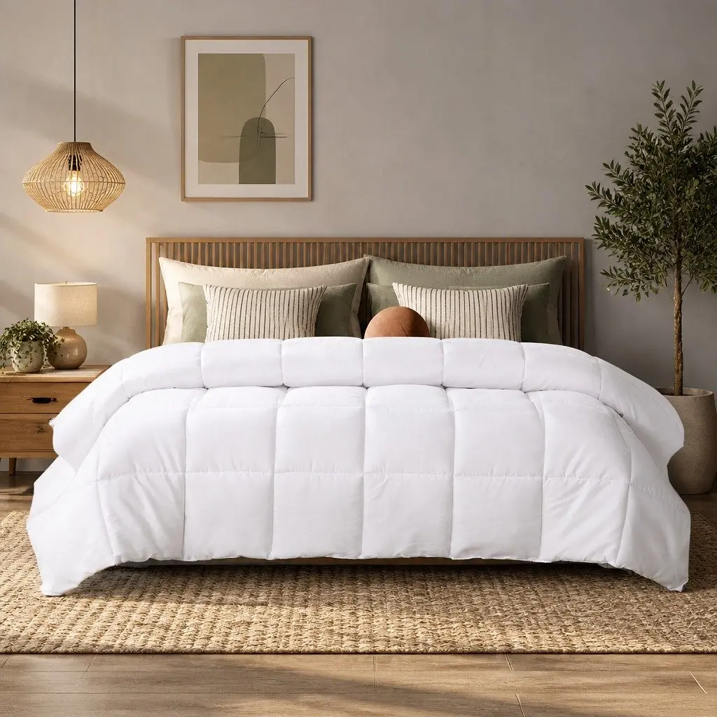 Renewable Fiber Quilt White Double 200GSM Soft Breathable Hypoallergenic Box Stitched