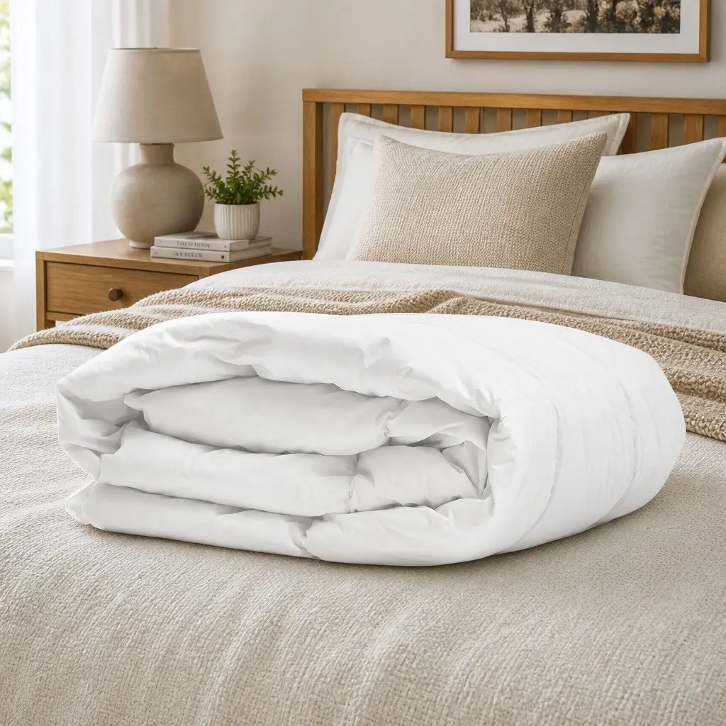 Queen Quilt White 200GSM Soft Renewable Fiber Baffle Box Stitch Hypoallergenic