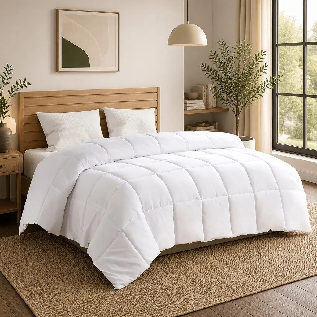 Double Quilt White 400GSM Renewable Fiber Soft Baffle Box Hypoallergenic Breathable