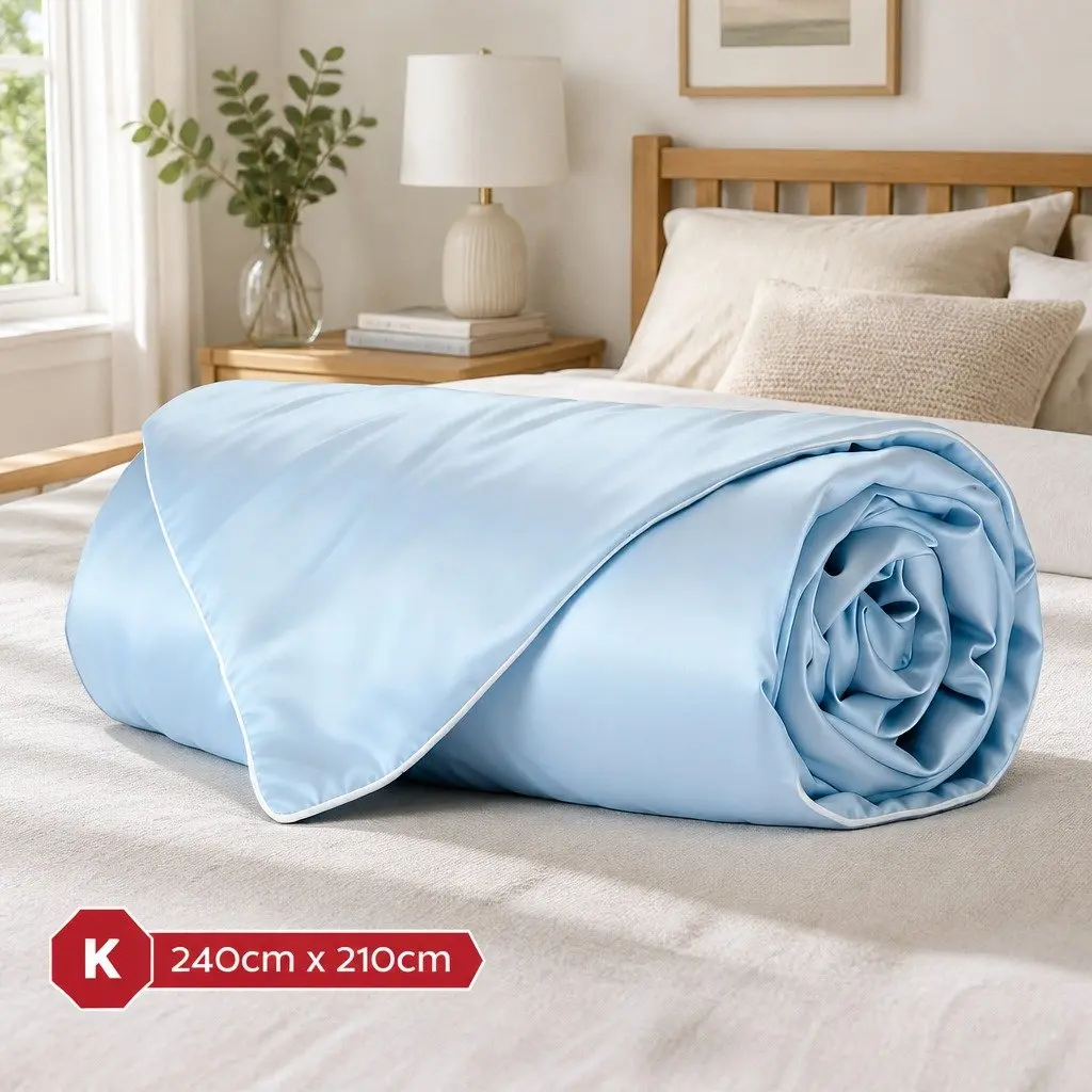 Tencel Quilt Blue King Size 200GSM Lightweight Soft Blanket