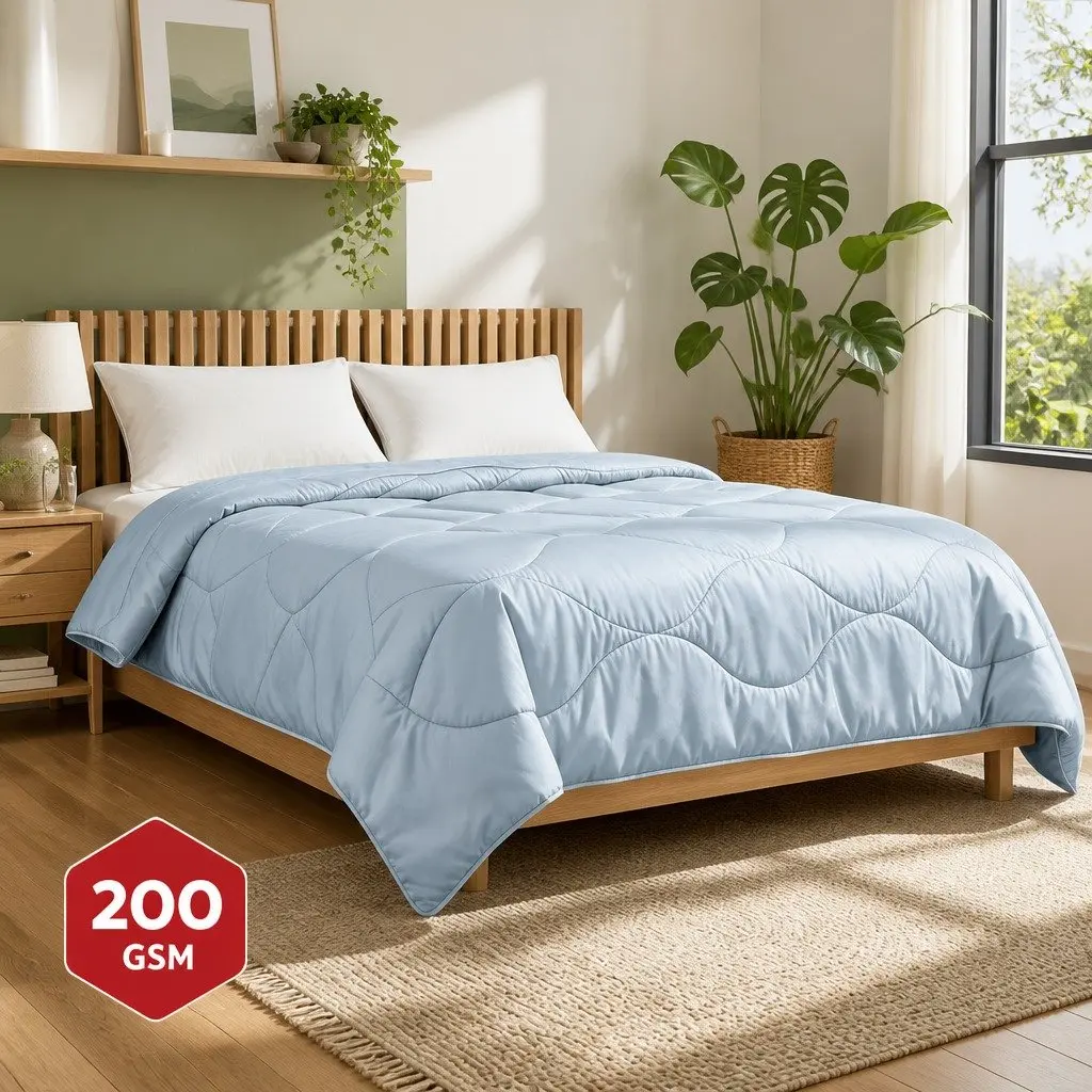 Tencel Quilt Blue King Size 200GSM Lightweight Soft Blanket