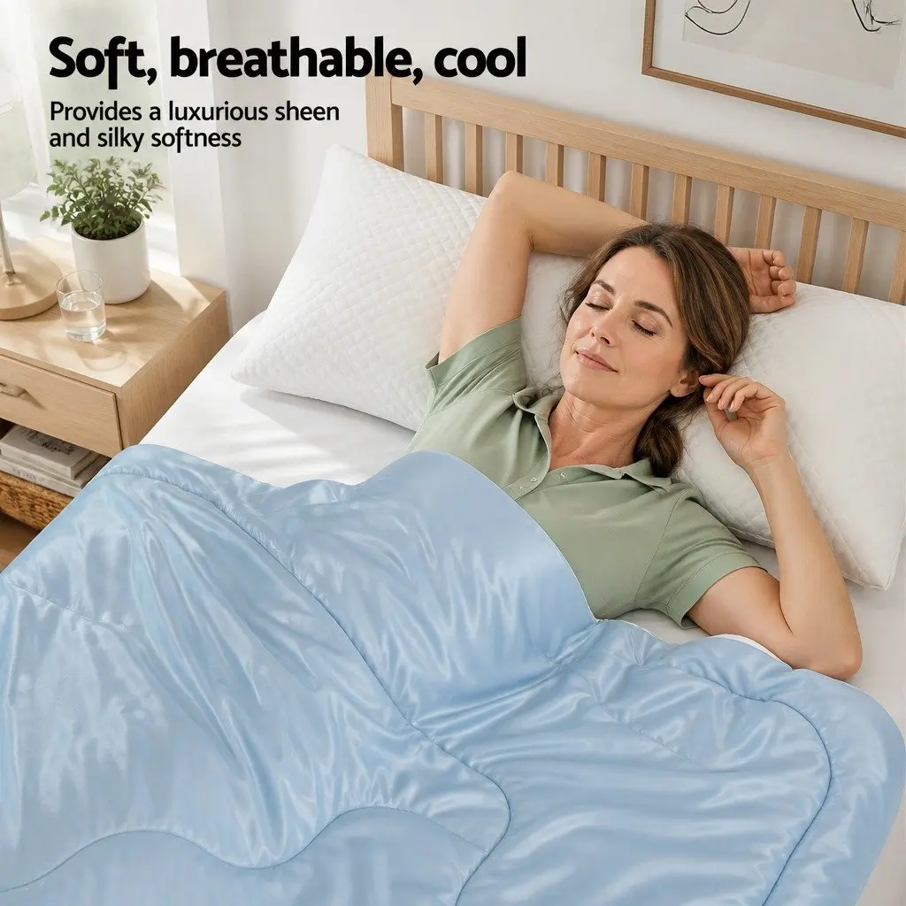 Tencel Quilt Blue King Size 200GSM Lightweight Soft Blanket