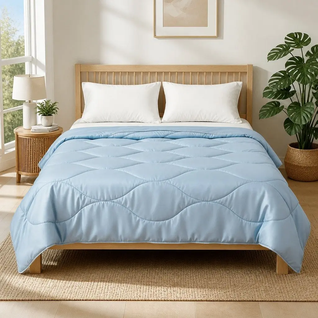 Tencel Quilt Blue King Size 200GSM Lightweight Soft Blanket