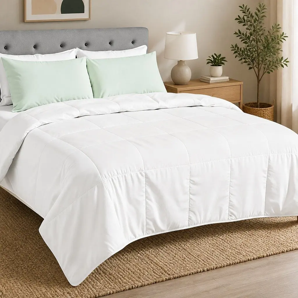 Bamboo Microfibre Summer Quilt White Double Lightweight Breathable