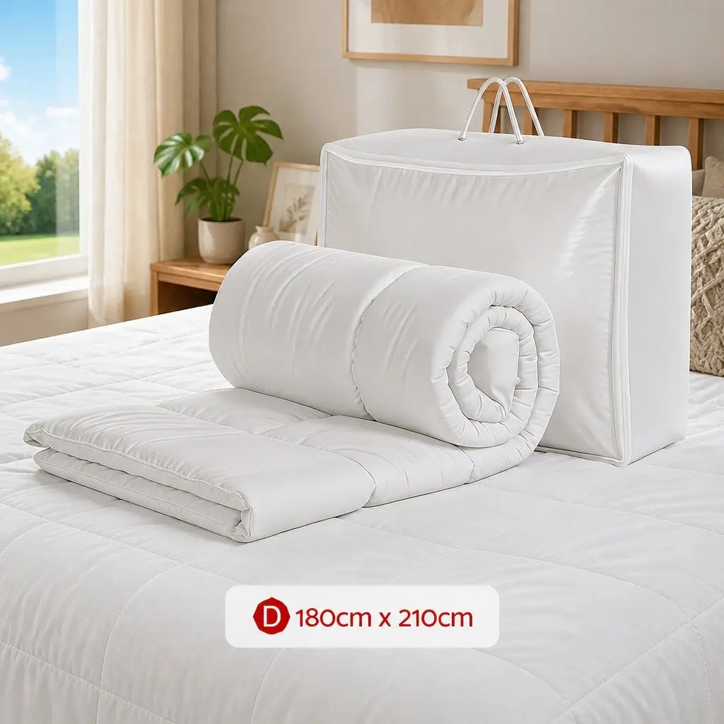 Bamboo Microfibre Summer Quilt White Double Lightweight Breathable