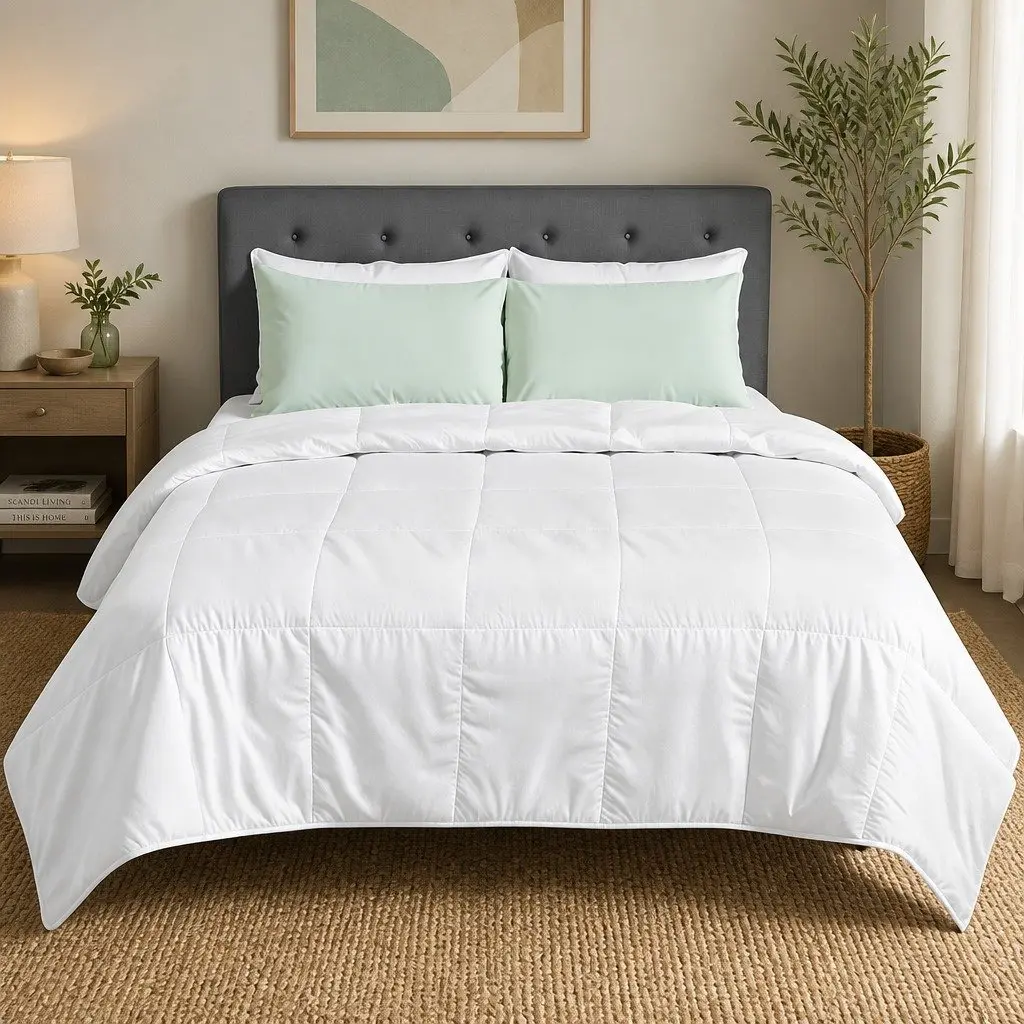 Bamboo Microfibre Summer Quilt White Double Lightweight Breathable