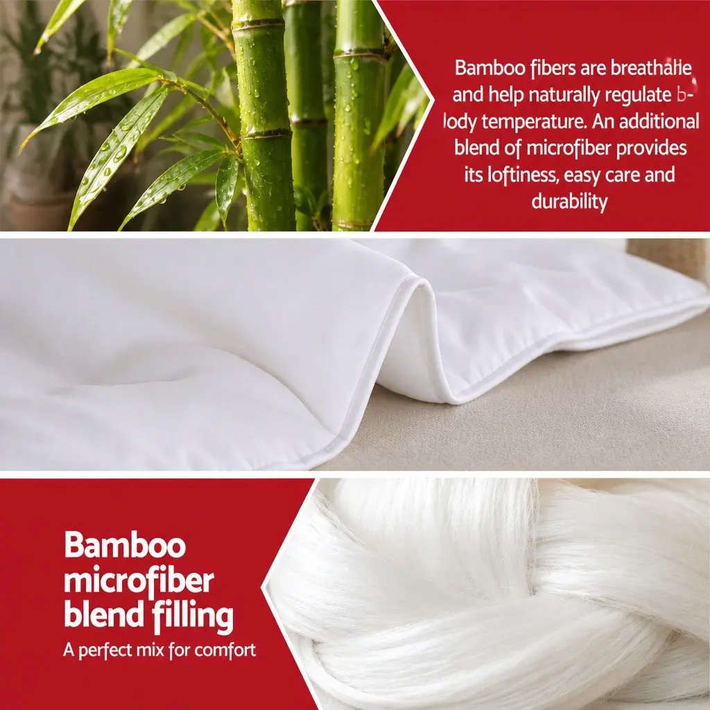 Bamboo Microfibre Summer Quilt White Double Lightweight Breathable