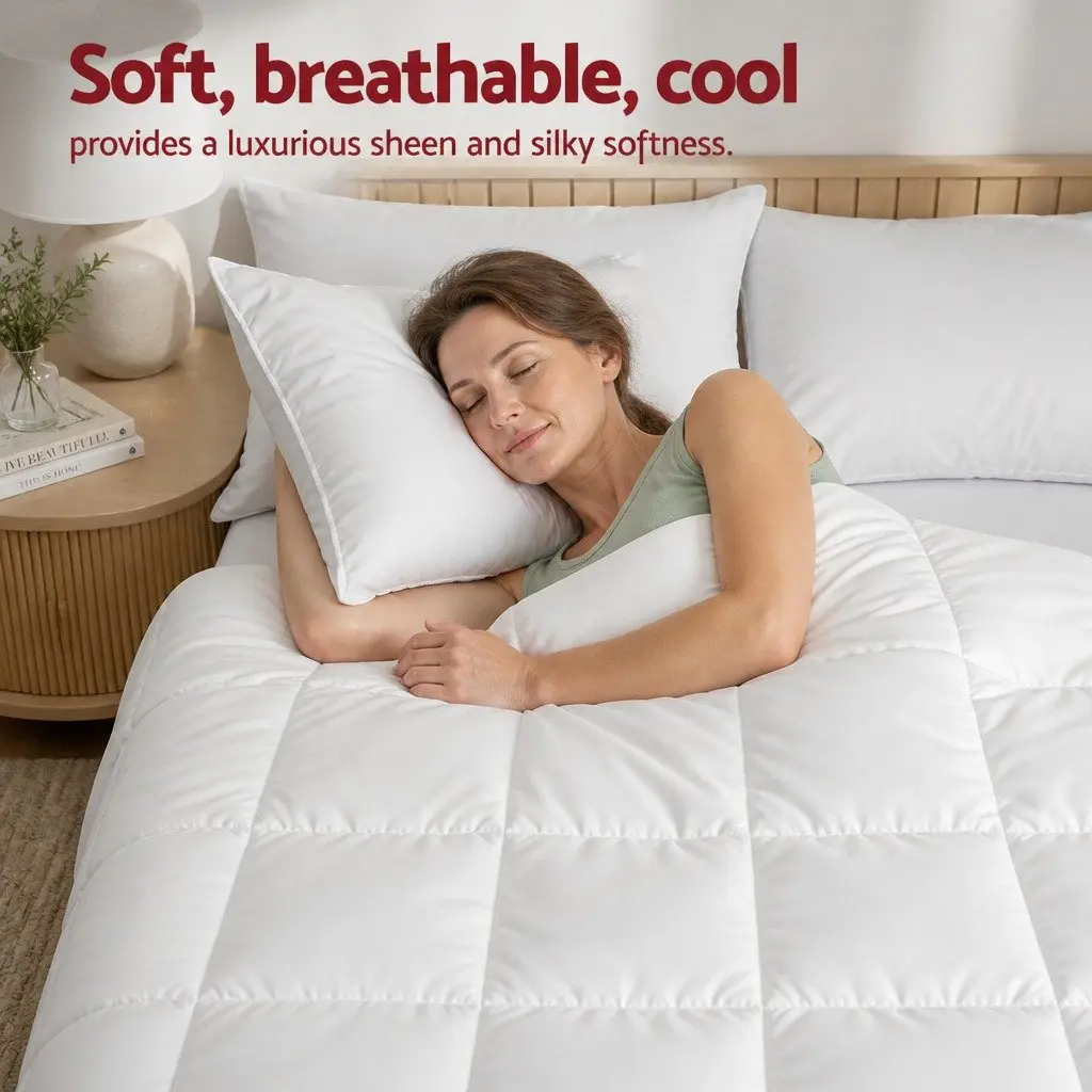 Bamboo Microfibre Summer Quilt White Double Lightweight Breathable