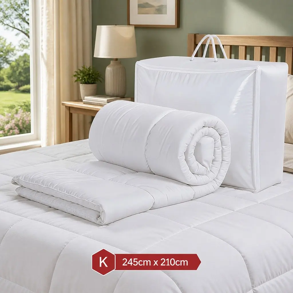 Bamboo Fiber Summer Quilt White King Size Lightweight Breathable Doona