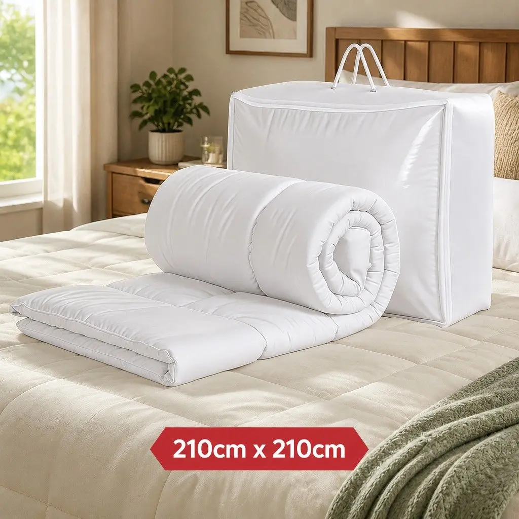 Queen White Bamboo Fiber Summer Quilt Lightweight Breathable 200GSM