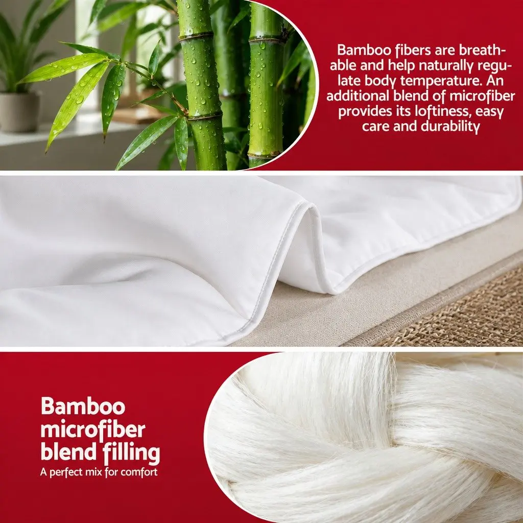 Queen White Bamboo Fiber Summer Quilt Lightweight Breathable 200GSM