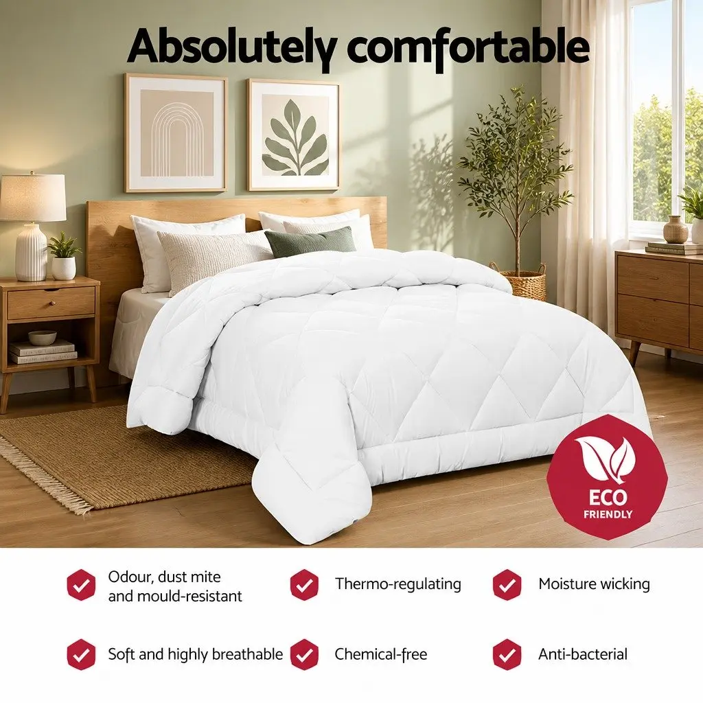 King Bamboo Microfibre Quilt 400GSM Bedroom Bedding Duvet Cover White