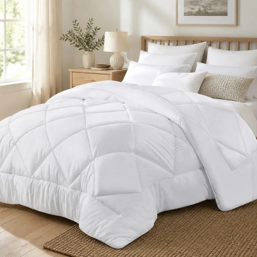 King Bamboo Microfibre Quilt 400GSM Bedroom Bedding Duvet Cover White