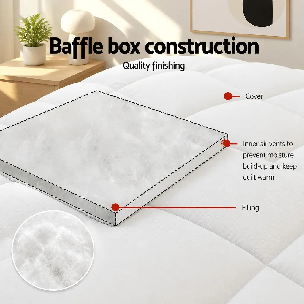 Bamboo Microfibre Quilt Queen Size 400GSM Filling Baffle Box Design White