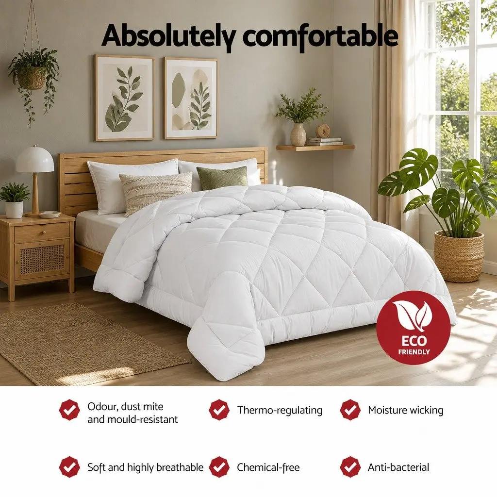 Bamboo Microfibre Quilt Super King 700GSM Hollow Fibre Filling Baffle Box Design